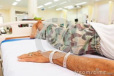 Patient lie on bed in emergency room Stock Photo