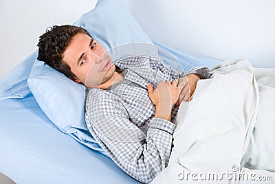 Patient man in pain Stock Photo