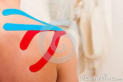 Patient at the physiotherapy with tape Stock Photo