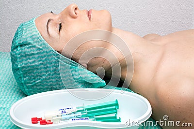 Patient prepared for anaesthesia induction Stock Photo