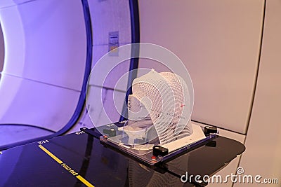 Patient Radiation proton therapy fixing mask Stock Photo