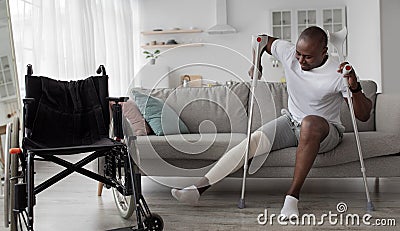 Patient is recuperating in living room due to illness Stock Photo