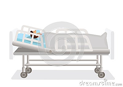 Patient resting on the hospital ward Vector Illustration