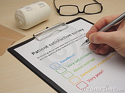 Patient satisfaction survey - excellent Stock Photo