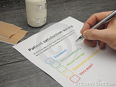 Patient satisfaction survey - excellent Stock Photo