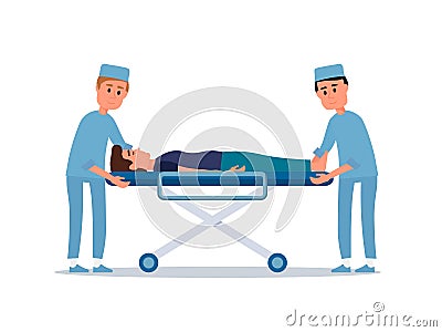 Patient on stretcher flat vector illustration Vector Illustration