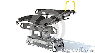 Patient Stretcher 3D rendering on white background Stock Photo