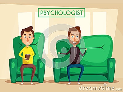 Patient talking to psychologist. Cartoon vector illustration Vector Illustration