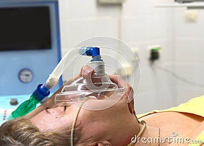 Patient under narcosis Stock Photo