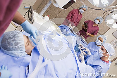 Patient undergoing egg retrieval procedure Stock Photo