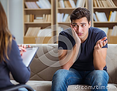 Patient visiting psychiatrist doctor for examination Stock Photo