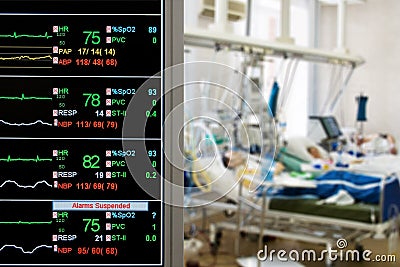 Patients monitoring in ICU Stock Photo