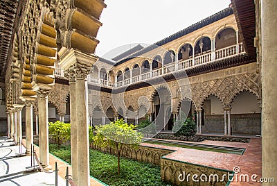 Patio de las Doncellas in Royal palace of Seville, Spain Stock Photo