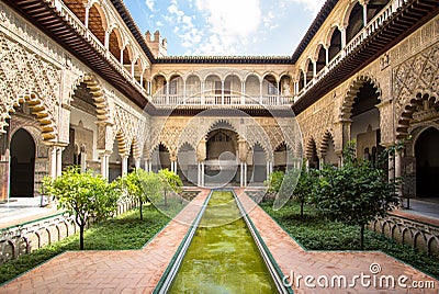 Patio de las Doncellas in Royal palace of Seville, Spain Stock Photo