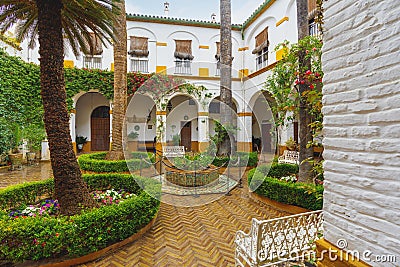 Patio del Aceite at Las Duenas Palace (Palacio de las Duenas) - Seville, Andalusia, Spain Editorial Stock Photo
