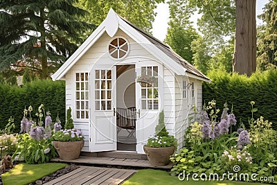 Patio garden shed table. Generate Ai Stock Photo