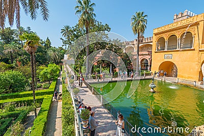 Gardens Royal Alcazar of Sevilla Editorial Stock Photo