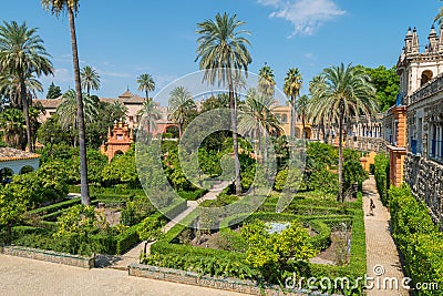 Gardens Royal Alcazar of Sevilla Editorial Stock Photo