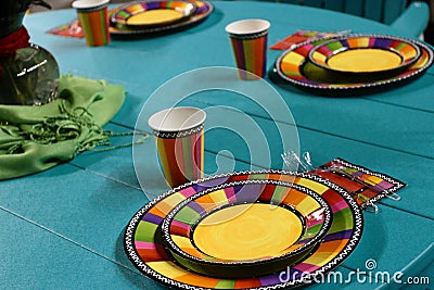 Patio Table Set For A Party Stock Photo