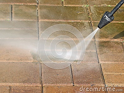 Patio washing Stock Photo