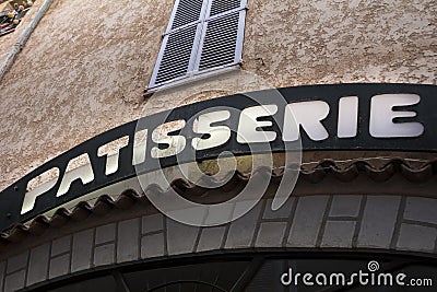 Patisserie bakery sign in France Stock Photo