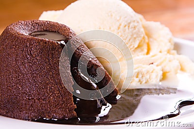 Patit Gateau with Ice Cream Stock Photo