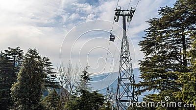 Skyview by Empyrean offers thrilling gondola ride from Sanget to Patnitop Stock Photo