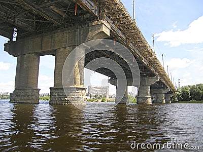 The Paton Bridge and the Dnieper River. Kiev. Editorial Stock Photo