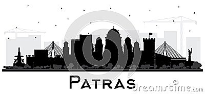 Patras Greece City Skyline Silhouette with Black Buildings Isolated on White Stock Photo