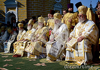 Patriarch Kirill and the other bishops on the liturgy in Kiev Editorial Stock Photo