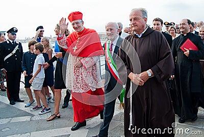 Patriarch Moraglia greeting the crowds Editorial Stock Photo