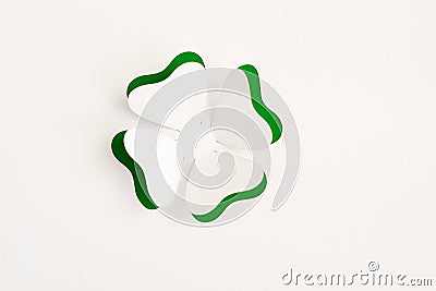 Patrick clover cut from paper. Greeting card. Stock Photo