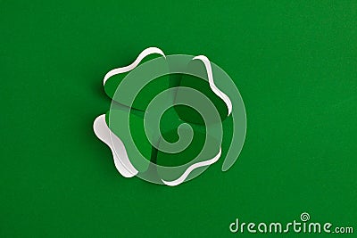Patrick clover cut from paper. Greeting card. Stock Photo