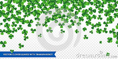 Patrick day background with four-leaf clover pattern background. Lucky fower-leafed green background Vector Illustration