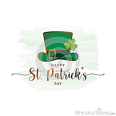 Patrick day card. Patricks hat with golden Vector Illustration