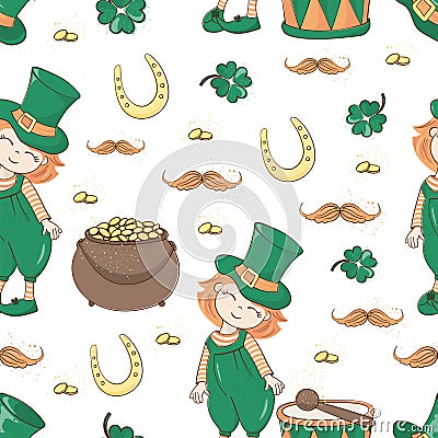 PATRICK`S ALE Saint Patrick`s Day Seamless Pattern Vector Stock Photo