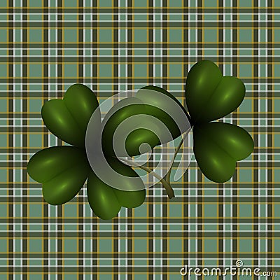 Patrick`s Day. Clover leaf translucent image. Background in the cell in the Irish style. illustration Vector Illustration