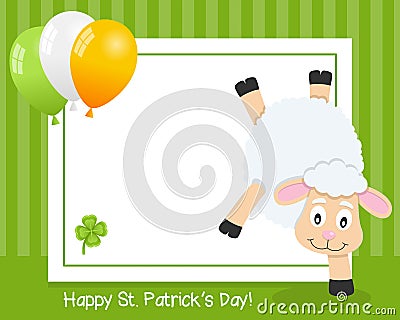 Patrick s Day Horizontal Frame with Sheep Vector Illustration