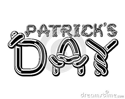 Patrick`s Day lettering emblem. Celtic font letters. National Ho Vector Illustration