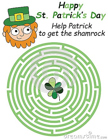 Patrick`s Day maze game for children stock vector illustration Vector Illustration