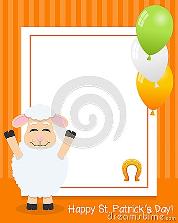 Patrick s Day Vertical Frame with Sheep Vector Illustration