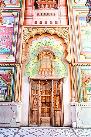 The Patrika Gate, the ninth gate of Jaipur, the famous building landmark at Jawahar circle`s entrance, Jaipur or pink city Stock Photo