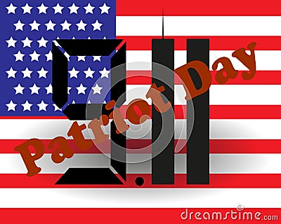 9.11 Patriot Day American Flag stripes. Poster Template. Vector illustration Cartoon Illustration