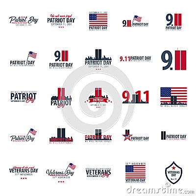 Patriot day emblems or logo. September 11. We will never forget. Stock Photo