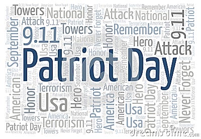 Patriot Day horizontal word cloud. Stock Photo