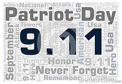 9.11 Patriot Day horizontal word cloud. Stock Photo