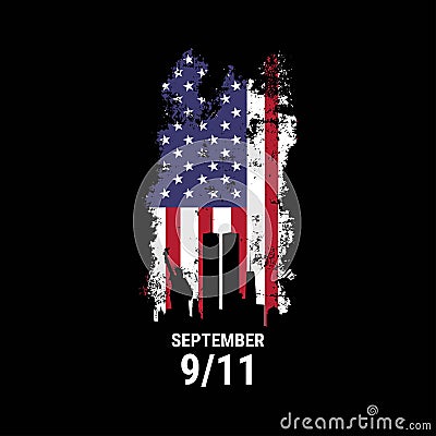 Patriot day illustration. We will newer forget 911 Vector Illustration