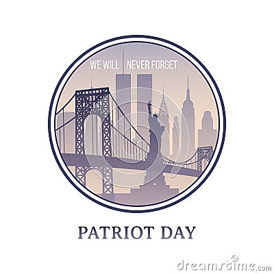 Patriot Day New York skyline 11 september 2001. Vector Illustration