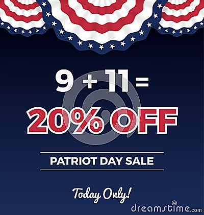 Patriot day sale promotion web banner. Vector Illustration