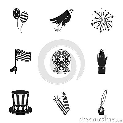 Patriot Day set icons in black style. Big collection of Patriot Day vector symbol Vector Illustration